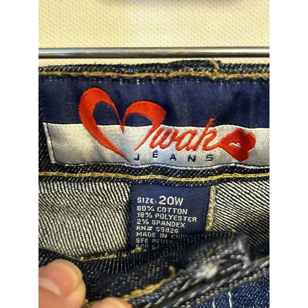 Wah Jeans Women’s 20W Dark Wash Denim Bermuda Shorts Gold Rhinestone Pockets XL